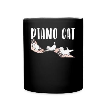 Piano Cat Musician Musical Instrument Pianist - Full Colour Mug - black - Front