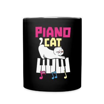 Piano Cat Musician Musical Instrument Pianist - Full Colour Mug - black - Front