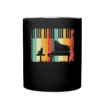 Piano Cat Musician Musical Instrument Pianist - Full Colour Mug - black - Front