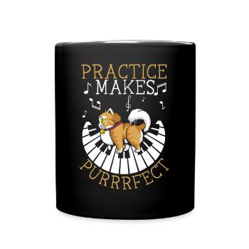 Practice Makes Purrrfect Piano Cat Pianist Music - Full Colour Mug - black - Front