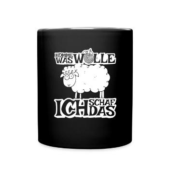 Komme was Wolle ich Schaf das - Tasse einfarbig - Schwarz - Vorne