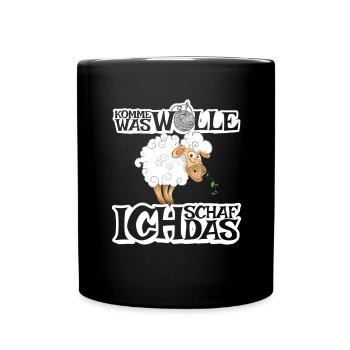Komme was Wolle ich Schaf das - Tasse einfarbig - Schwarz - Vorne