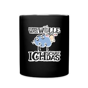 Komme was Wolle ich Schaf das - Tasse einfarbig - Schwarz - Vorne