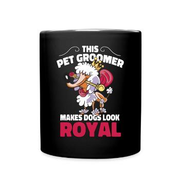 Lustige Hundepflege Pudel Hund Cartoon - Tasse einfarbig - Schwarz - Vorne