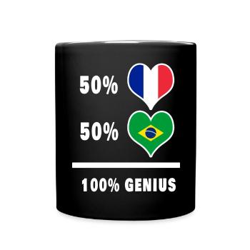 Drapeau du Brésil et de la France 100% génial - Mug uni - noir - Devant