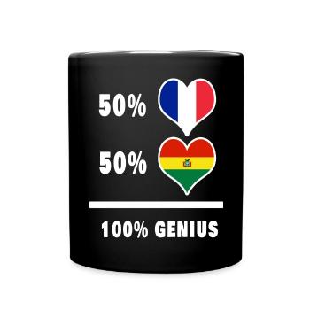 Drapeau de la Bolivie et de la France 100 % génial - Mug uni - noir - Devant