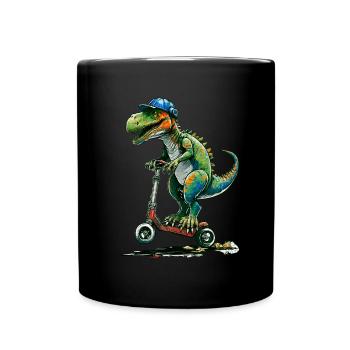 Stuntscooter Dinosaurier - Tasse einfarbig - Schwarz - Vorne
