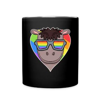 Gay Rainbow Heart Animal Horse - Mug uni - noir - Devant