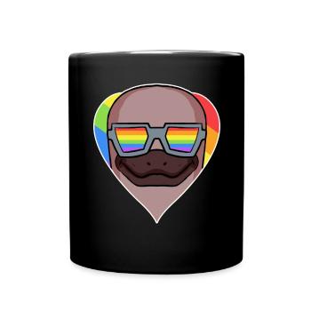 Ornithorynque animal au cœur arc-en-ciel gai - Mug uni - noir - Devant