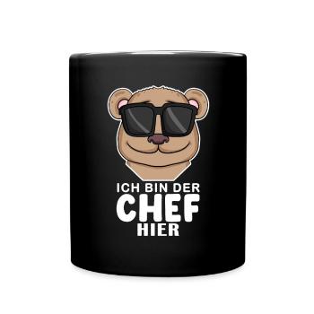 Cool Bär Chef Spruch - Tasse einfarbig - Schwarz - Vorne