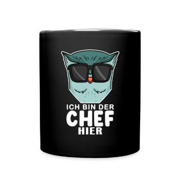 Cool Eule Chef - Tasse einfarbig - Schwarz - Vorne