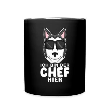 Cool Hund Siberian Husky Chef Spruch - Tasse einfarbig - Schwarz - Vorne