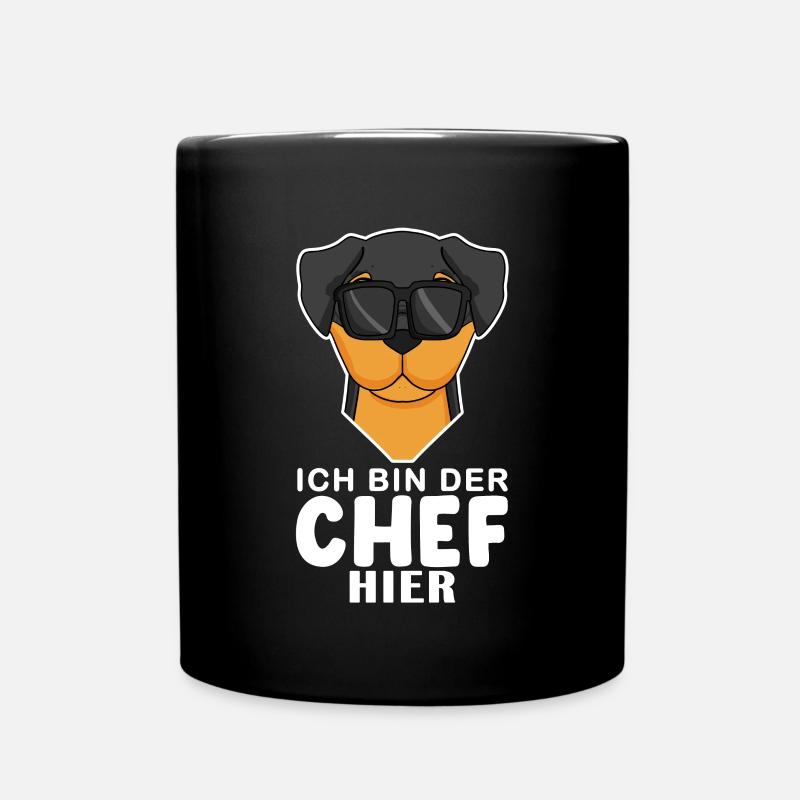 Cool Hund Rottweiler Chef Spruch - Tasse einfarbig - Schwarz