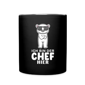 Cool Eisbär Chef Spruch - Tasse einfarbig - Schwarz - Vorne
