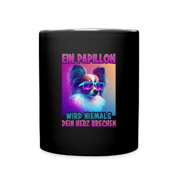 Hunde Spruch Papillon Design für Hundeliebhaber - Tasse einfarbig - Schwarz - Vorne