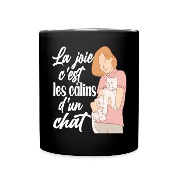 la joie c'est les câlins d'un chat , chaton cat - Mug uni - noir - Devant