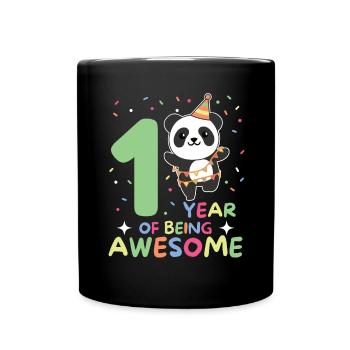 Panda for 1st birthday for children one year old - Full Colour Mug - black - Front