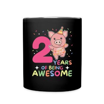 Cochon pour 2ème anniversaire Enfants de deux ans - Mug uni - noir - Devant