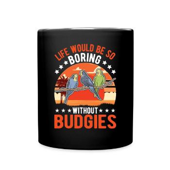 Budgerigar Gift Welli cockatiel - Full Colour Mug - black - Front