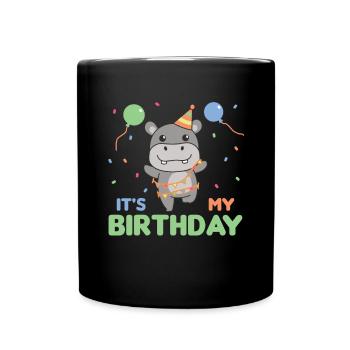 Hippopotame pour les enfants d’anniversaire c’est mon anniversaire - Mug uni - noir - Devant