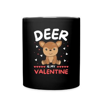 Cerf pour la Saint-Valentin animaux mignons avec des cœurs - Mug uni - noir - Devant