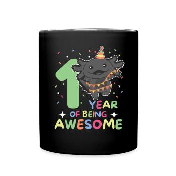 Axolotl for 1st birthday for children one year old - Full Colour Mug - black - Front
