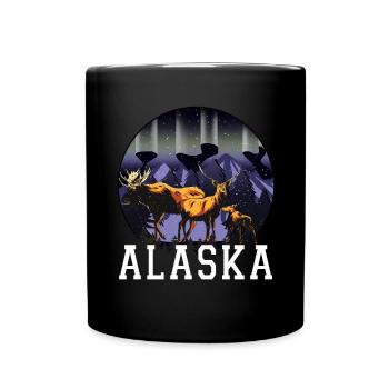 Alaska Gift USA Nature Bear Denali Grizzly Forest - Full Colour Mug - black - Front