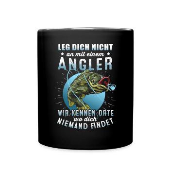 Angeln Tshirt Mann Fischer Rute Fischfang Fishing - Tasse einfarbig - Schwarz - Vorne