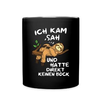 Faultier Tshirt Damen Herren Faul Müde Bürohumor - Tasse einfarbig - Schwarz - Vorne