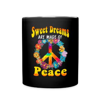 Hippie Peace Groovy Flowerpower Boho Woodstock - Full Colour Mug - black - Front
