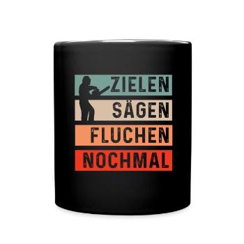 Holz Geschenke Chainsaw Kettensäge Waldarbeiter - Tasse einfarbig - Schwarz - Vorne