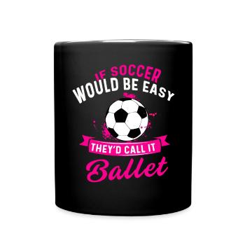 Fußball Tshirt Herren Damen Soccer Football - Tasse einfarbig - Schwarz - Vorne