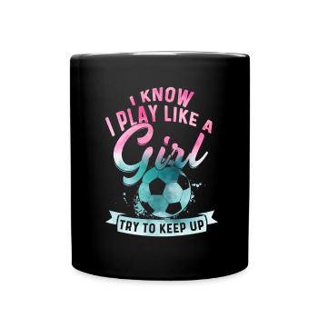 Fußball Tshirt Herren Damen Soccer Football - Tasse einfarbig - Schwarz - Vorne