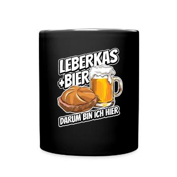Leberkas + Bier - Fast Food - Spruch - Tasse einfarbig - Schwarz - Vorne
