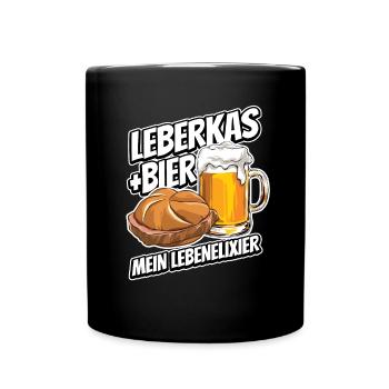 Leberkas + Bier - Fast Food - Spruch - Tasse einfarbig - Schwarz - Vorne