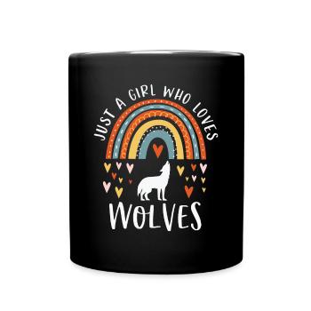 Just A Girl Who Loves Wolves Rainbow Gifts For Wol - Full Colour Mug - black - Front
