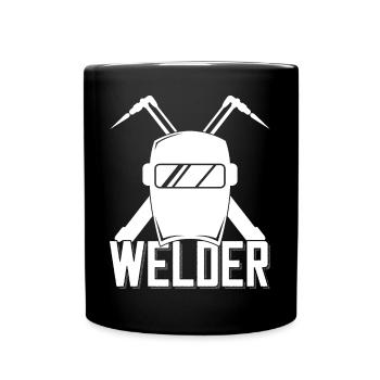 Welder helmet outfit for proud metalworkers - Full Colour Mug - black - Front