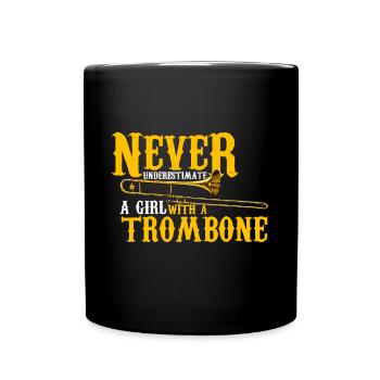 Funny Quote play Never underestimate a girl with a - Full Colour Mug - black - Front