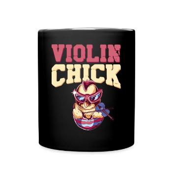 Violon Violoniste Fille Poulet - Mug uni - noir - Devant