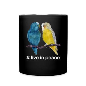 Vivre en paix Perroquet Drapeau ukrainien Amour - Mug uni - noir - Devant