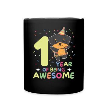 Rottweiler for the 1st birthday for children one year - Full Colour Mug - black - Front