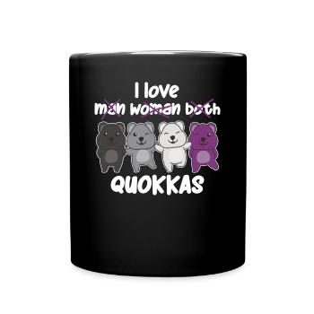 Asexual Flag Pride LGBTQ Cute Quokka - Full Colour Mug - black - Front