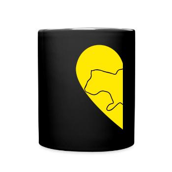 Carte des contours de l’Ukraine L’amour pour le couple Drapeau du cœur - Mug uni - noir - Devant