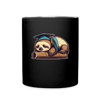 Degree Sleeping Sloth Uni Master Bachelor - Full Colour Mug - black - Front