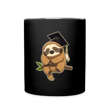 Degree Sleeping Sloth Uni Master Bachelor - Full Colour Mug - black - Front