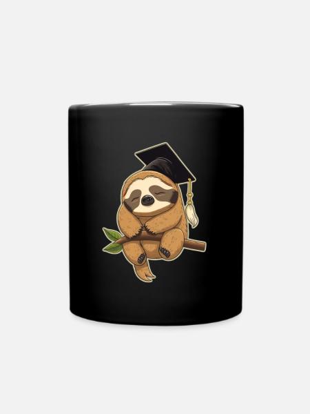 Abschluss Schlafen Faultier Uni Master Bachelor - Tasse einfarbig - Schwarz