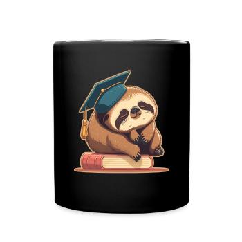 Degree Sleeping Sloth Uni Master Bachelor - Full Colour Mug - black - Front