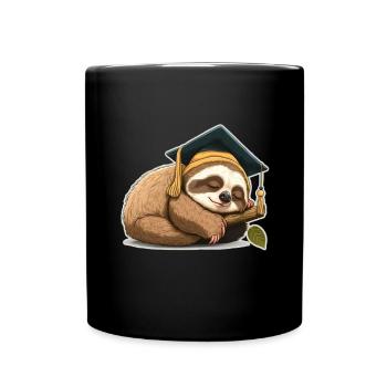Degree Sleeping Sloth Uni Master Bachelor - Full Colour Mug - black - Front