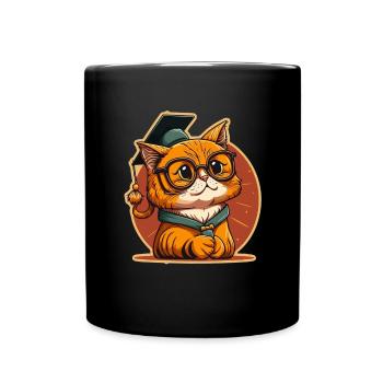 Abschluss Schlafen Katze Uni Master Bachelor - Tasse einfarbig - Schwarz - Vorne
