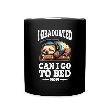 Degree Sleeping Sloth Uni Master Bachelor - Full Colour Mug - black - Front